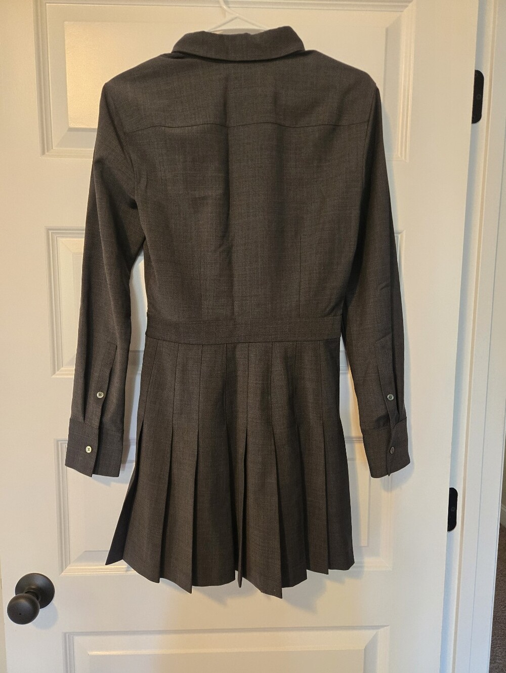 NWT Theory Women's pleated skirt mini dress wool charcoal size 4 - Picture 2 of 7